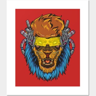 cyperpunk realistic lion Posters and Art